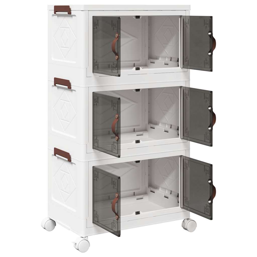 Stackable Storage Box with Wheels 3-Tier 28 L 48.5x29.5x86 cm