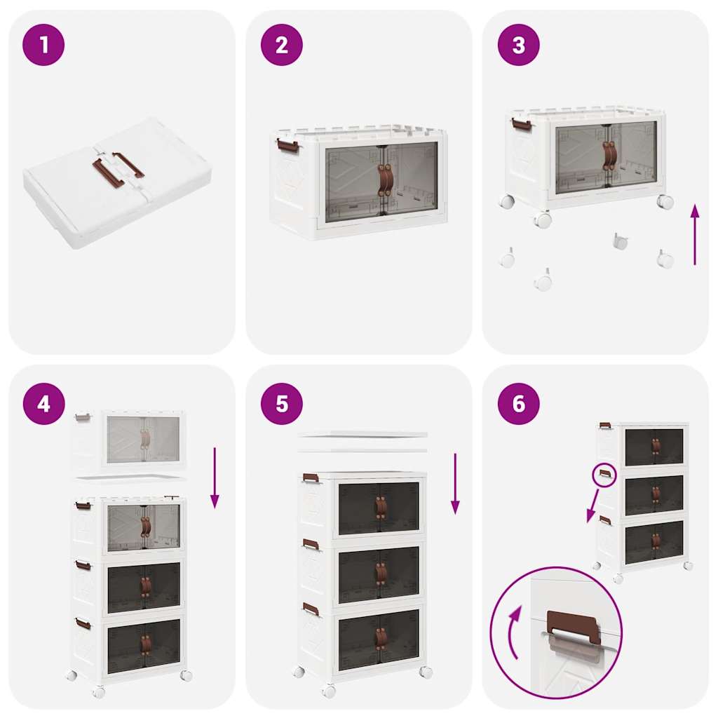 Stackable Storage Box with Wheels 3-Tier 28 L 48.5x29.5x86 cm