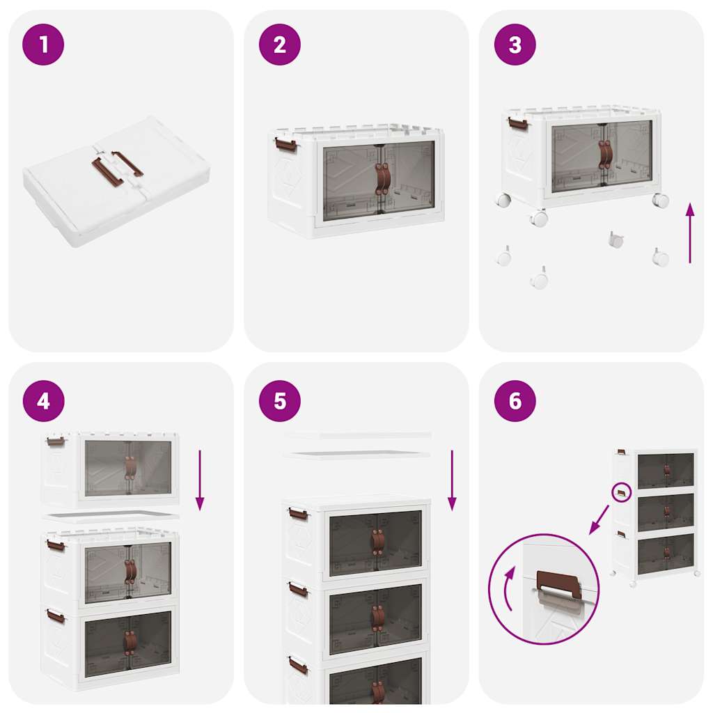 Stackable Storage Box with Wheels 3-Tier 75 L 69x39.5x110.5 cm