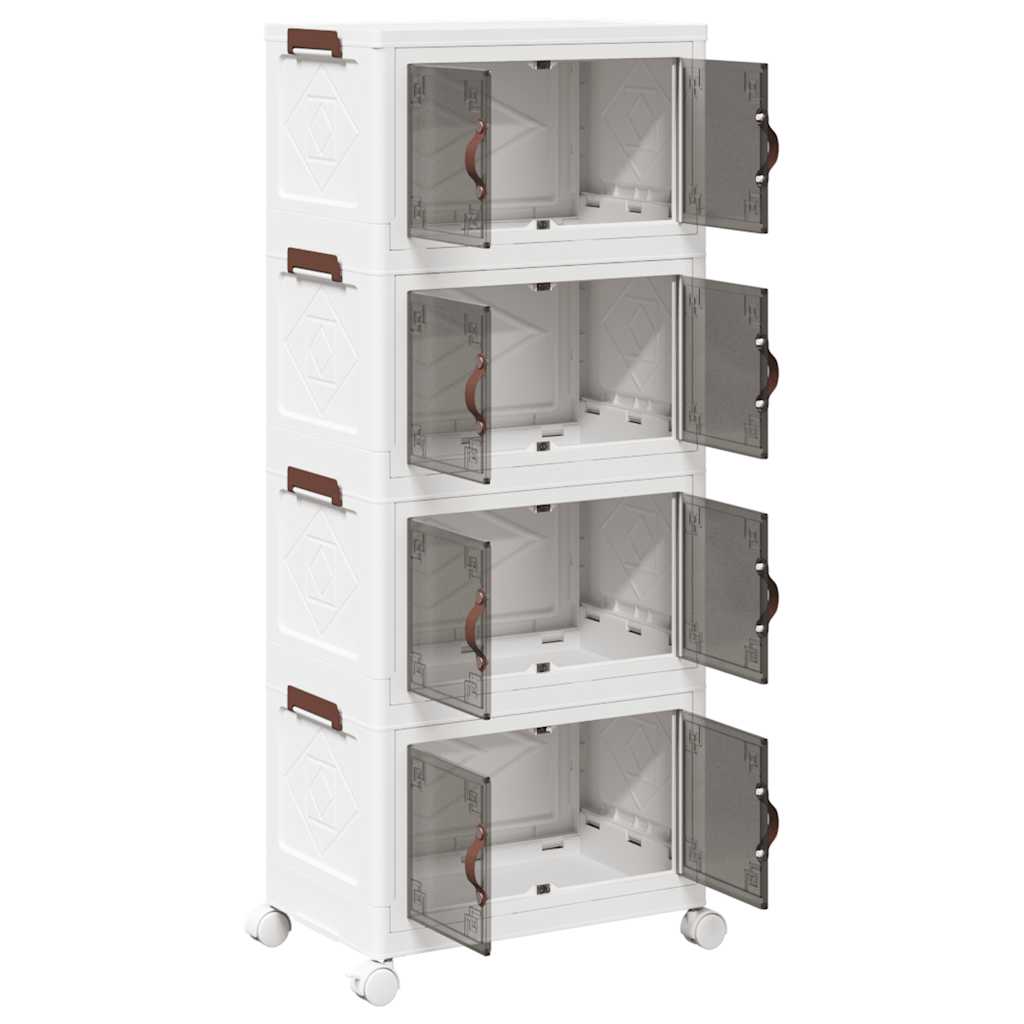 Stackable Storage Box with Wheels 4-Tier 28 L 48.5x29.5x112.5 cm