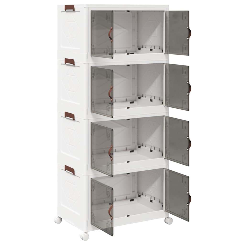 Stackable Storage Box with Wheels 4-Tier 75 L 65x40x145 cm