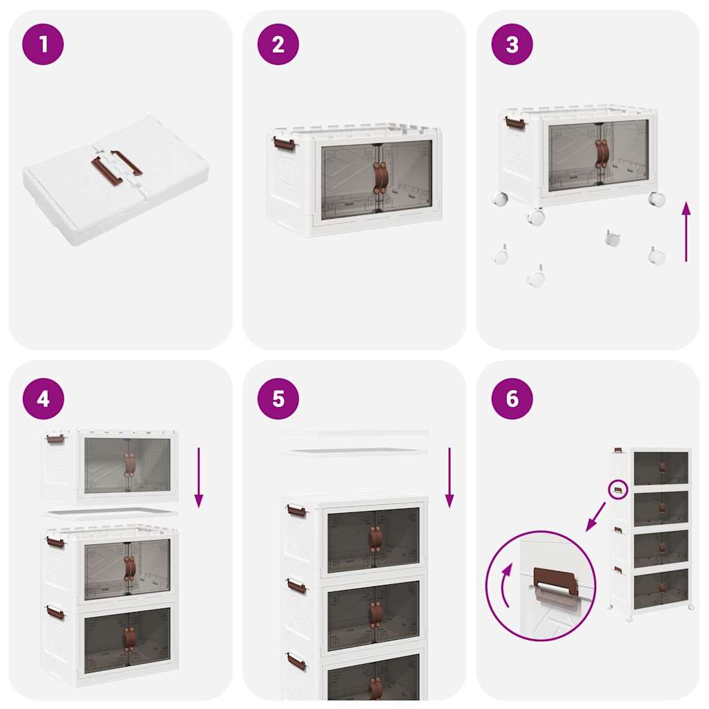 Stackable Storage Box with Wheels 4-Tier 75 L 65x40x145 cm