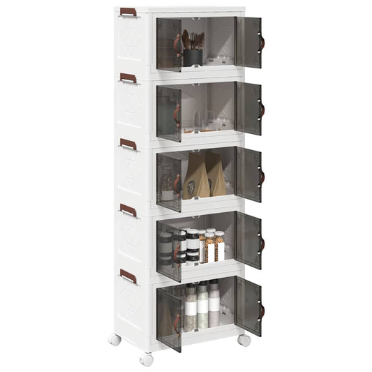 Stackable Storage Box with Wheels 5-Tier 28 L 48.5x29.5x139 cm