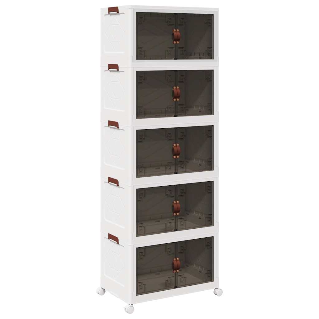 Stackable Storage Box with Wheels 5-Tier 75 L 65x40x179 cm