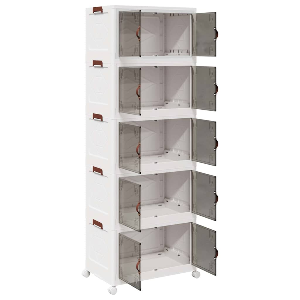 Stackable Storage Box with Wheels 5-Tier 75 L 65x40x179 cm