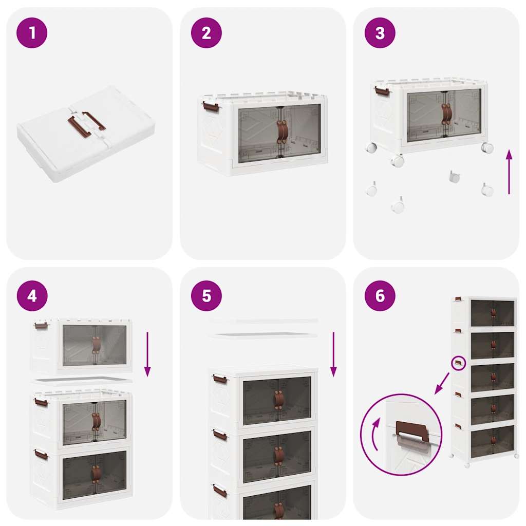 Stackable Storage Box with Wheels 5-Tier 75 L 65x40x179 cm