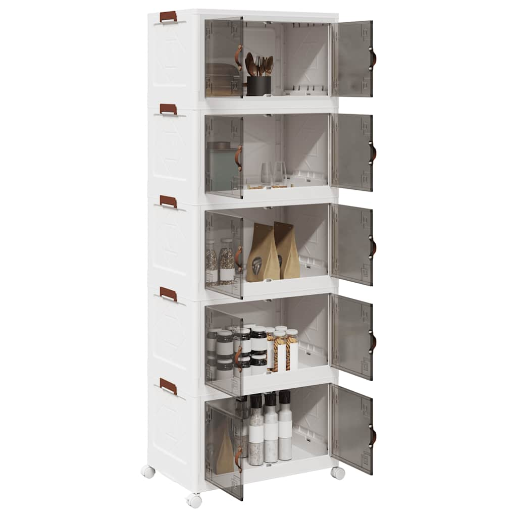 Stackable Storage Box with Wheels 5-Tier 75 L 65x40x179 cm