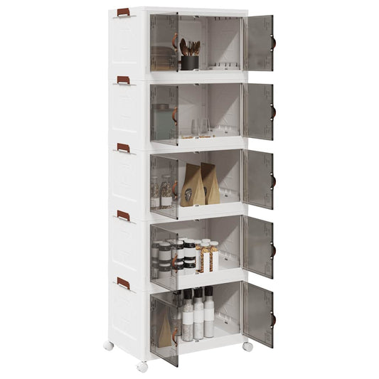 Stackable Storage Box with Wheels 5-Tier 75 L 65x40x179 cm