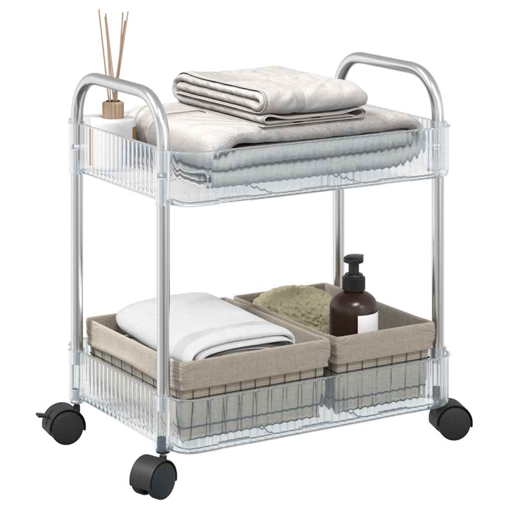 Storage Trolley 2-Tier Transparent 37x27.5x43.5 cm Acrylic