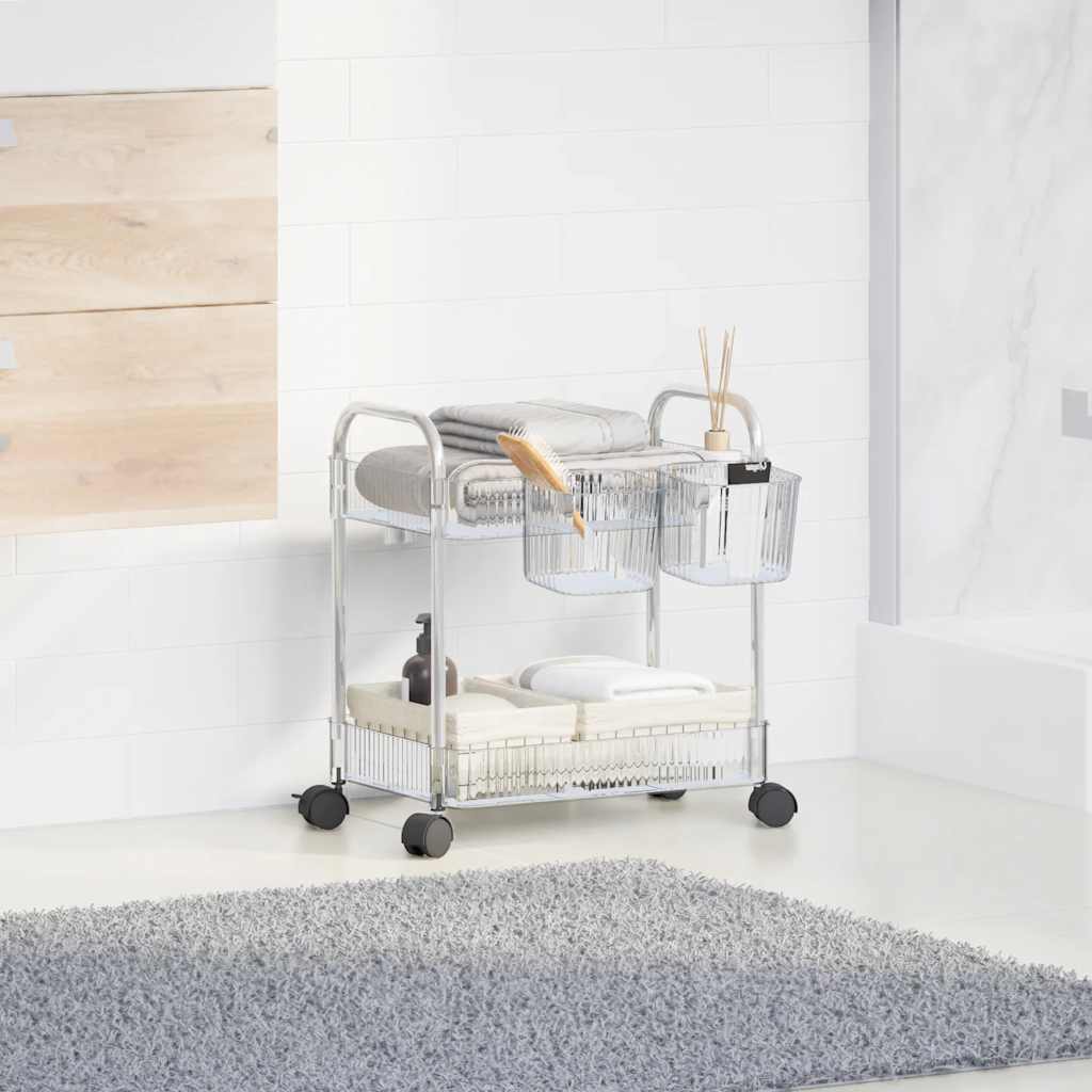 Storage Trolley 2-Tier Transparent 37x27.5x43.5 cm Acrylic