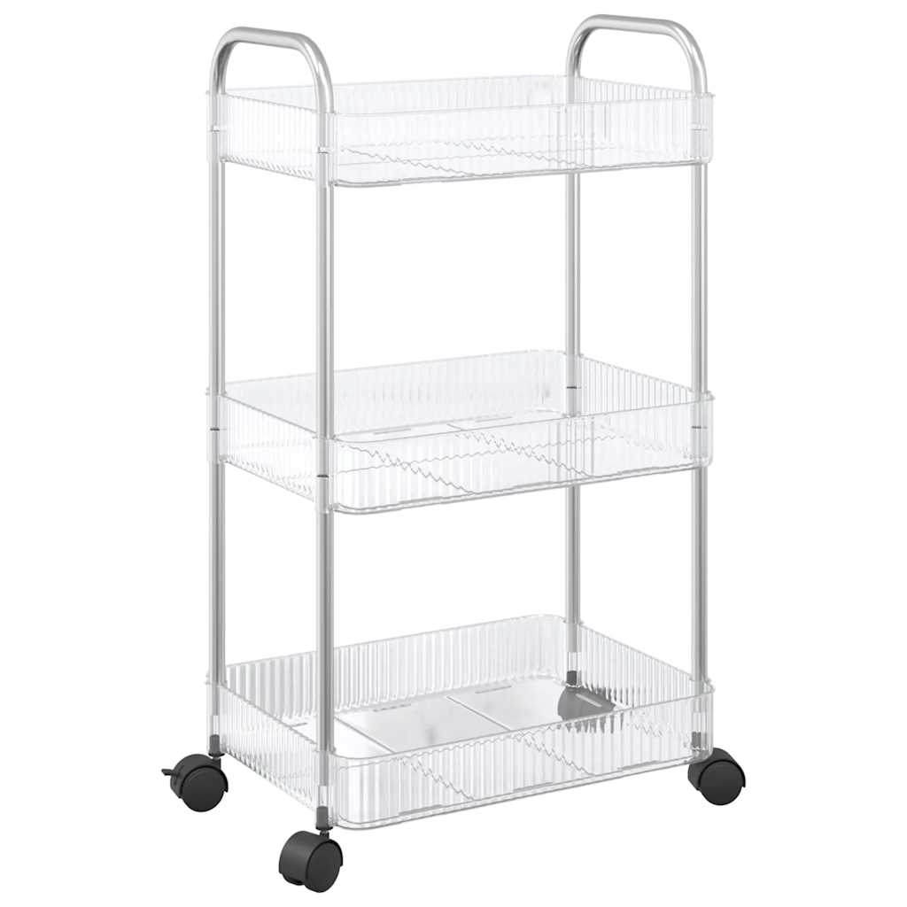 Storage Trolley 3-Tier Transparent 37x28x68 cm Acrylic