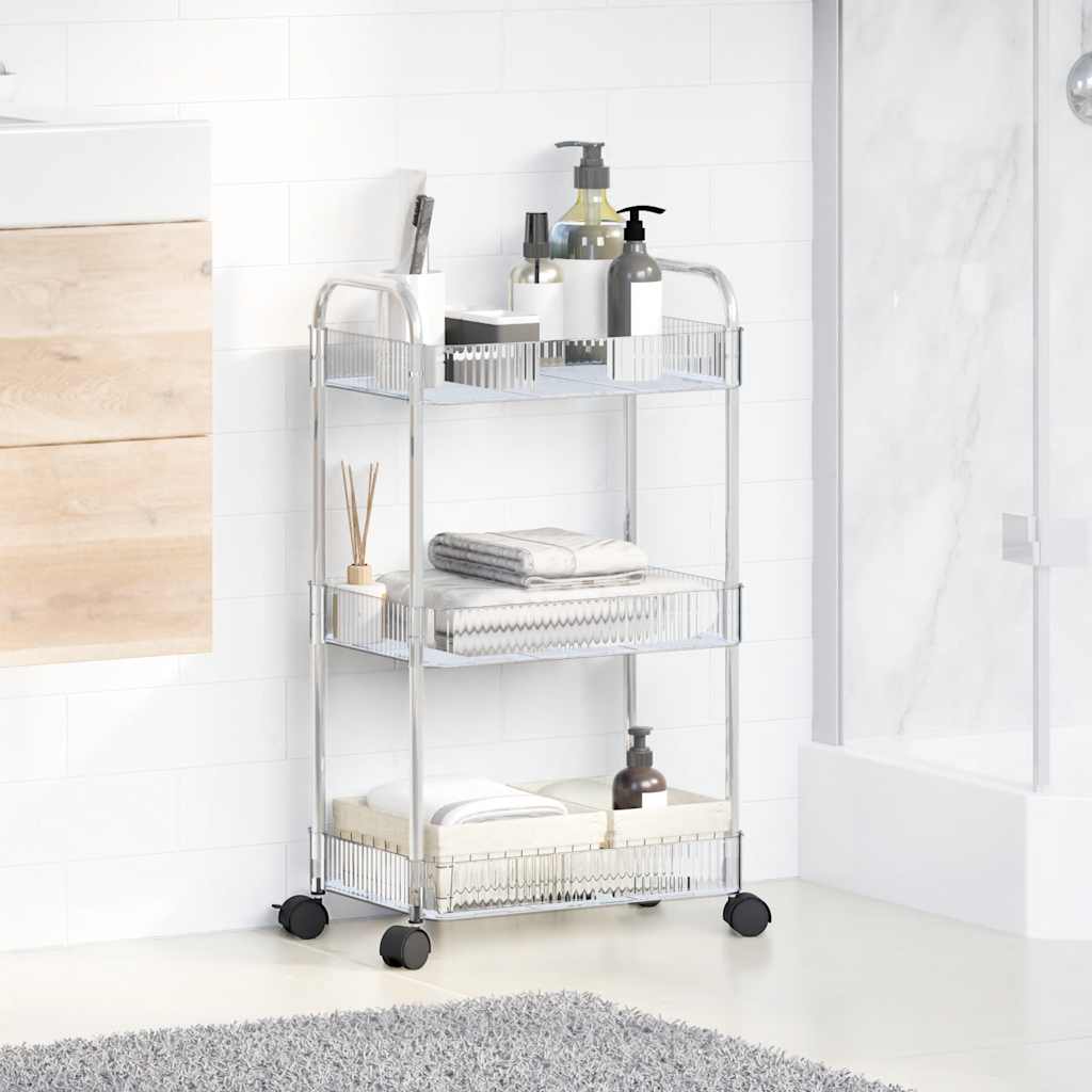 Storage Trolley 3-Tier Transparent 37x28x68 cm Acrylic