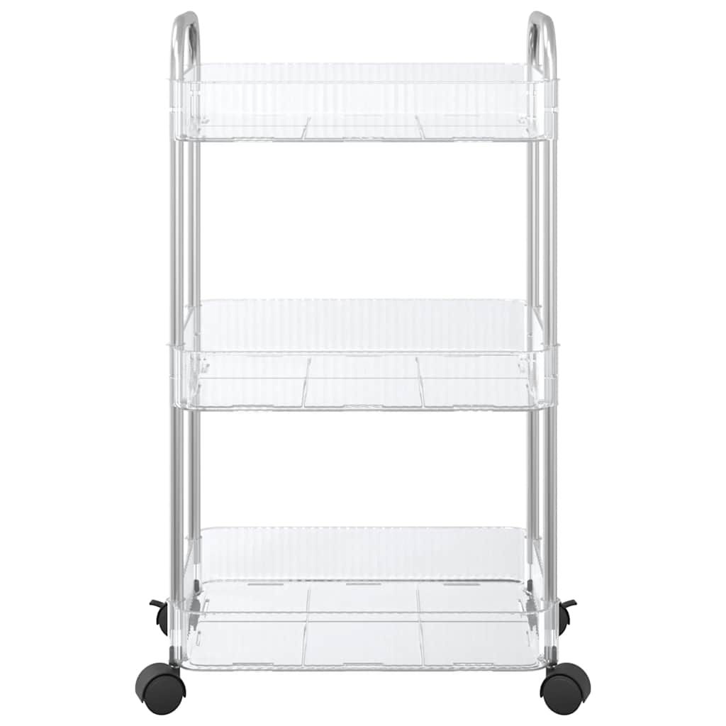 Storage Trolley 3-Tier Transparent 37x28x68 cm Acrylic