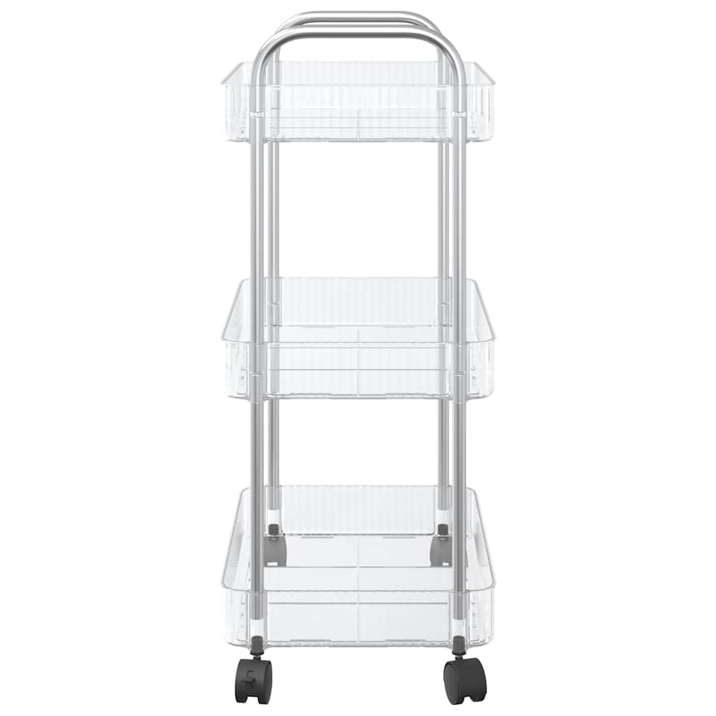 Storage Trolley 3-Tier Transparent 37x28x68 cm Acrylic