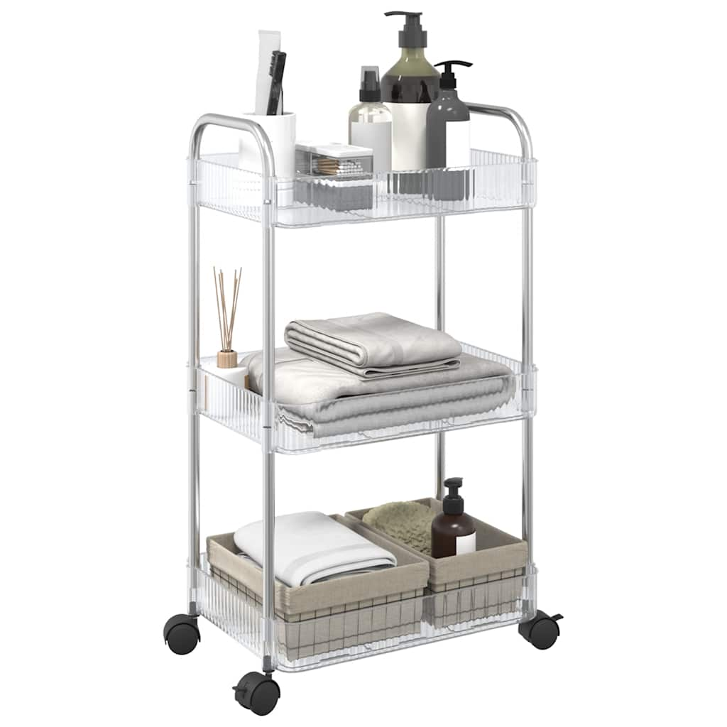 Storage Trolley 3-Tier Transparent 37x28x68 cm Acrylic