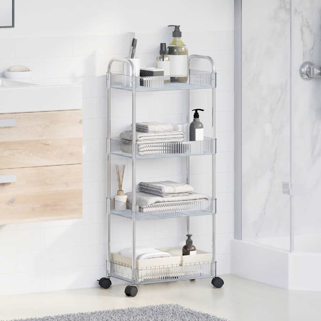 Storage Trolley 4-Tier Transparent 37x28x95 cm Acrylic