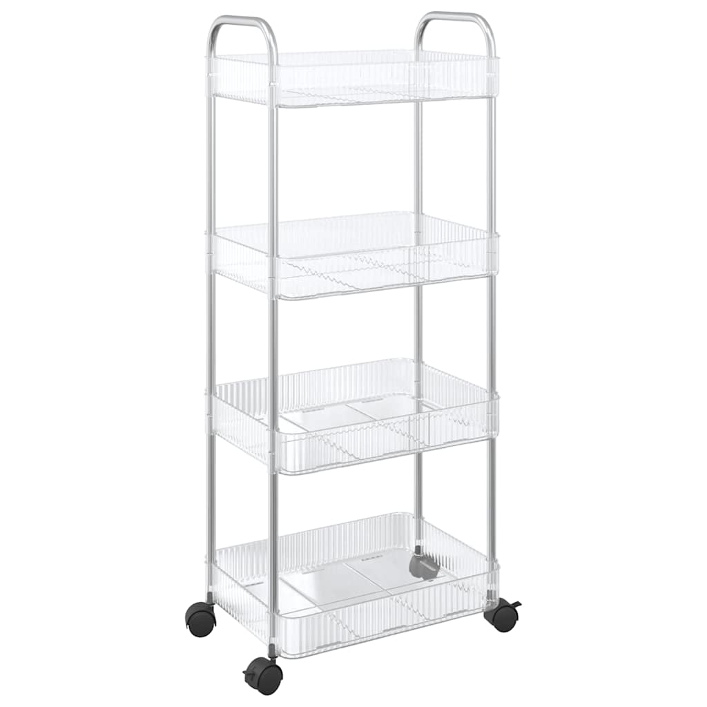 Storage Trolley 4-Tier Transparent 37x28x95 cm Acrylic