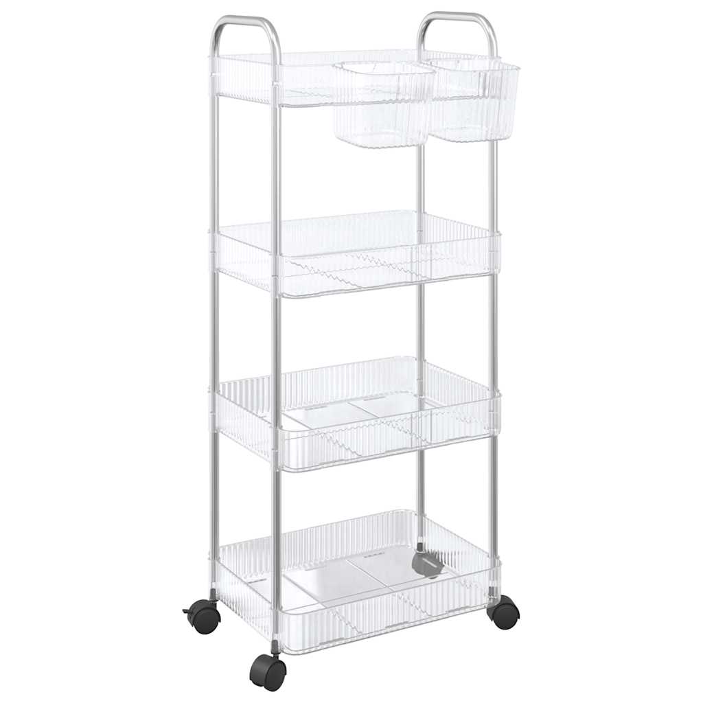 Storage Trolley 4-Tier Transparent 37x28x95 cm Acrylic