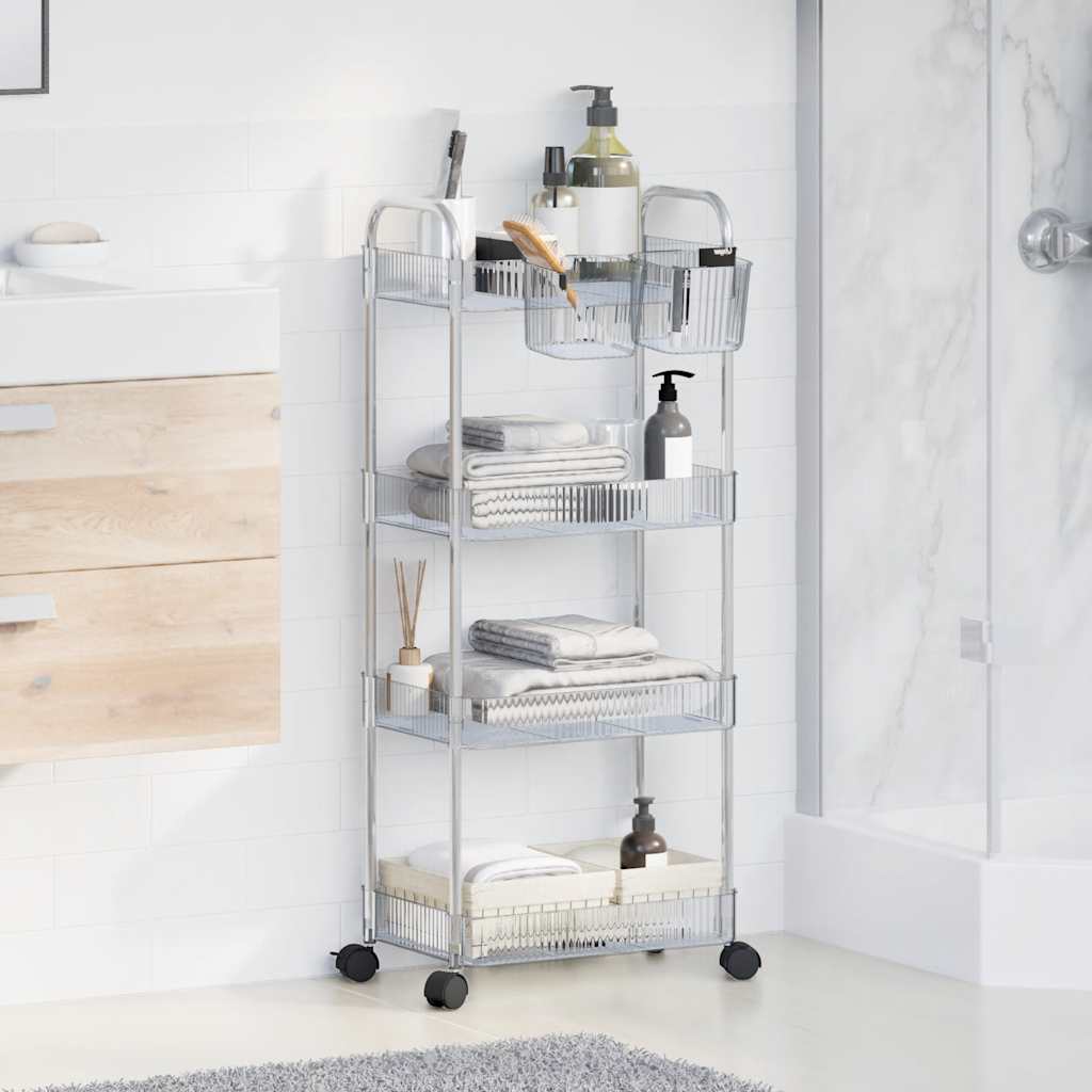 Storage Trolley 4-Tier Transparent 37x28x95 cm Acrylic