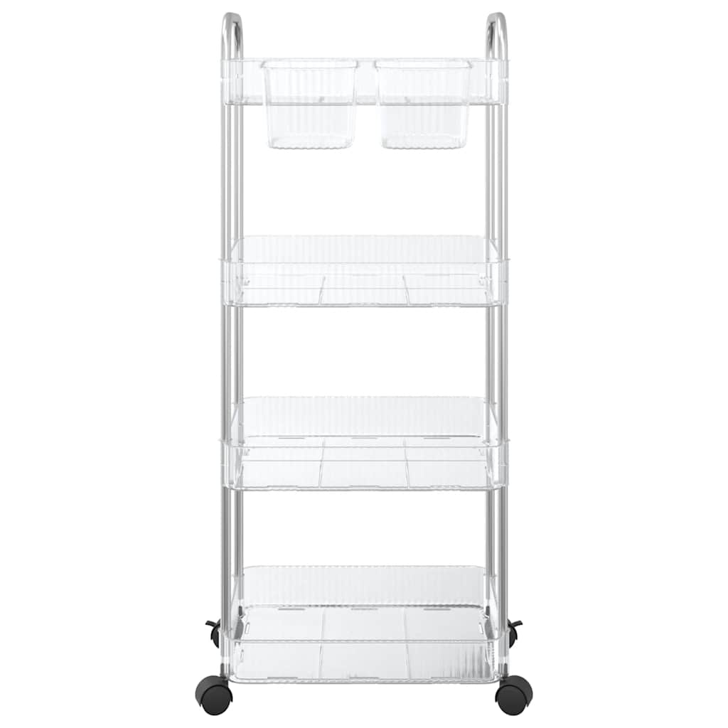 Storage Trolley 4-Tier Transparent 37x28x95 cm Acrylic