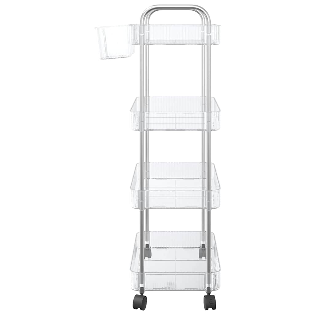 Storage Trolley 4-Tier Transparent 37x28x95 cm Acrylic