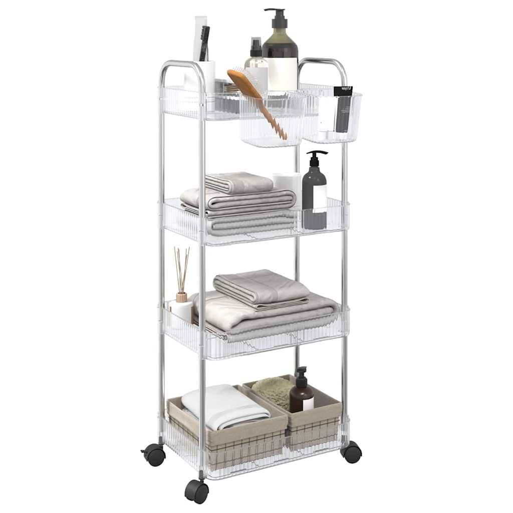 Storage Trolley 4-Tier Transparent 37x28x95 cm Acrylic