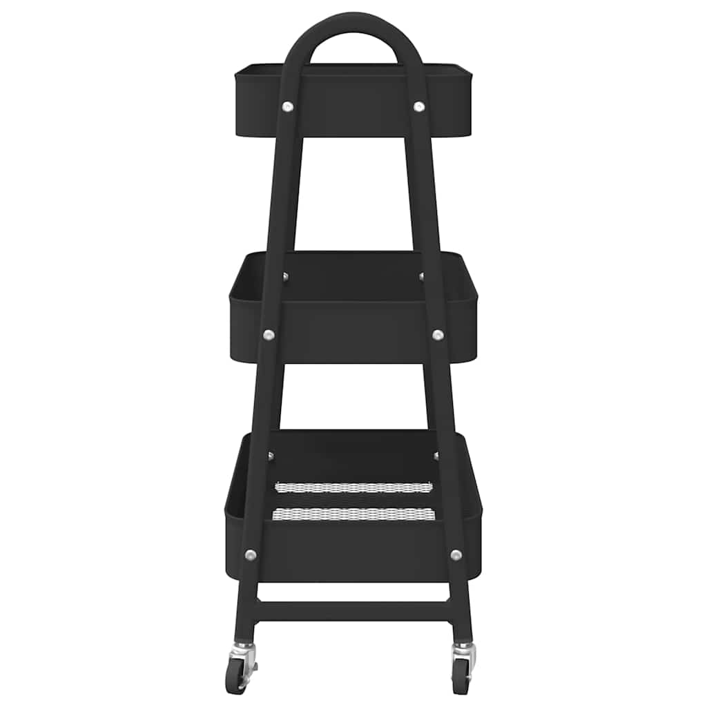 Storage Trolley 3-Tier Black 42x41.5x77 cm Steel