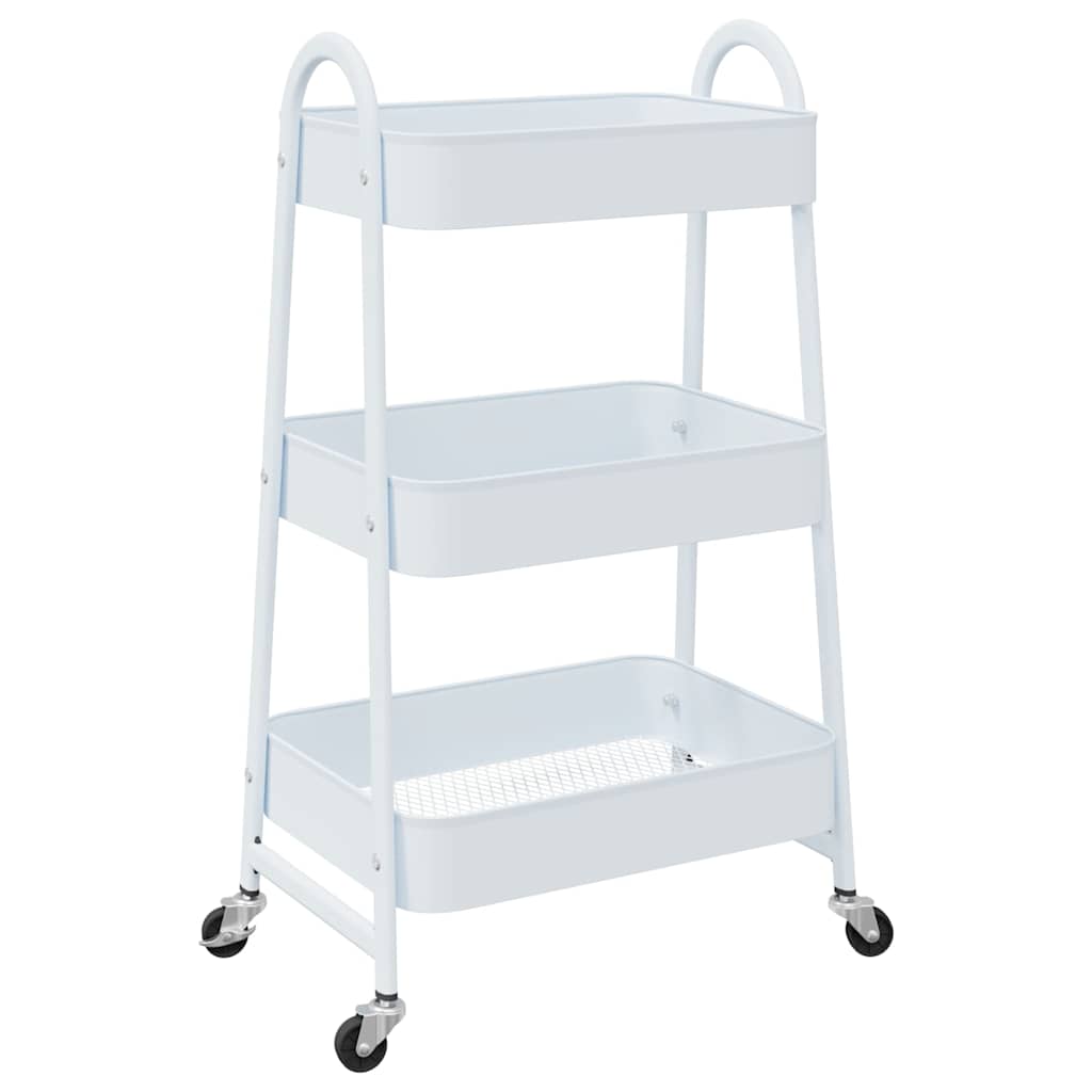 Storage Trolley 3-Tier White 42x41.5x77 cm Steel