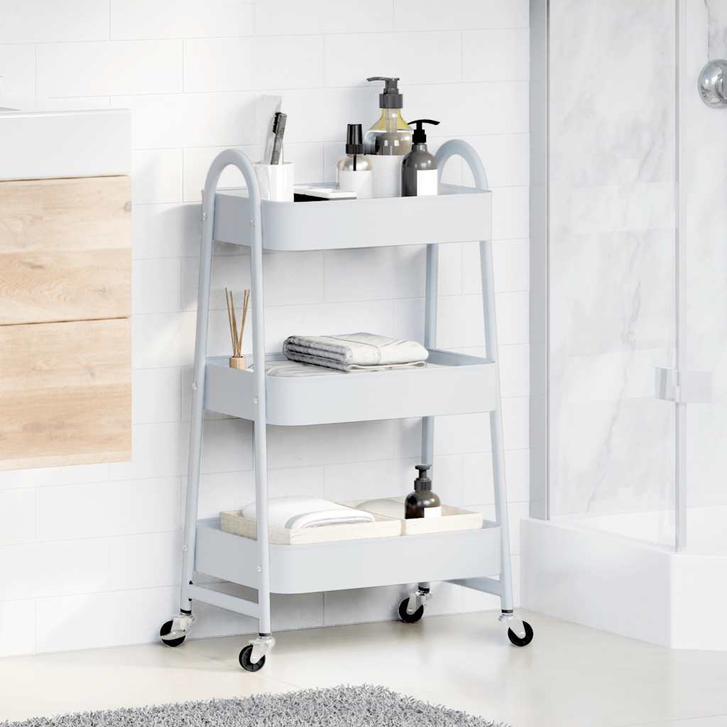 Storage Trolley 3-Tier White 42x41.5x77 cm Steel