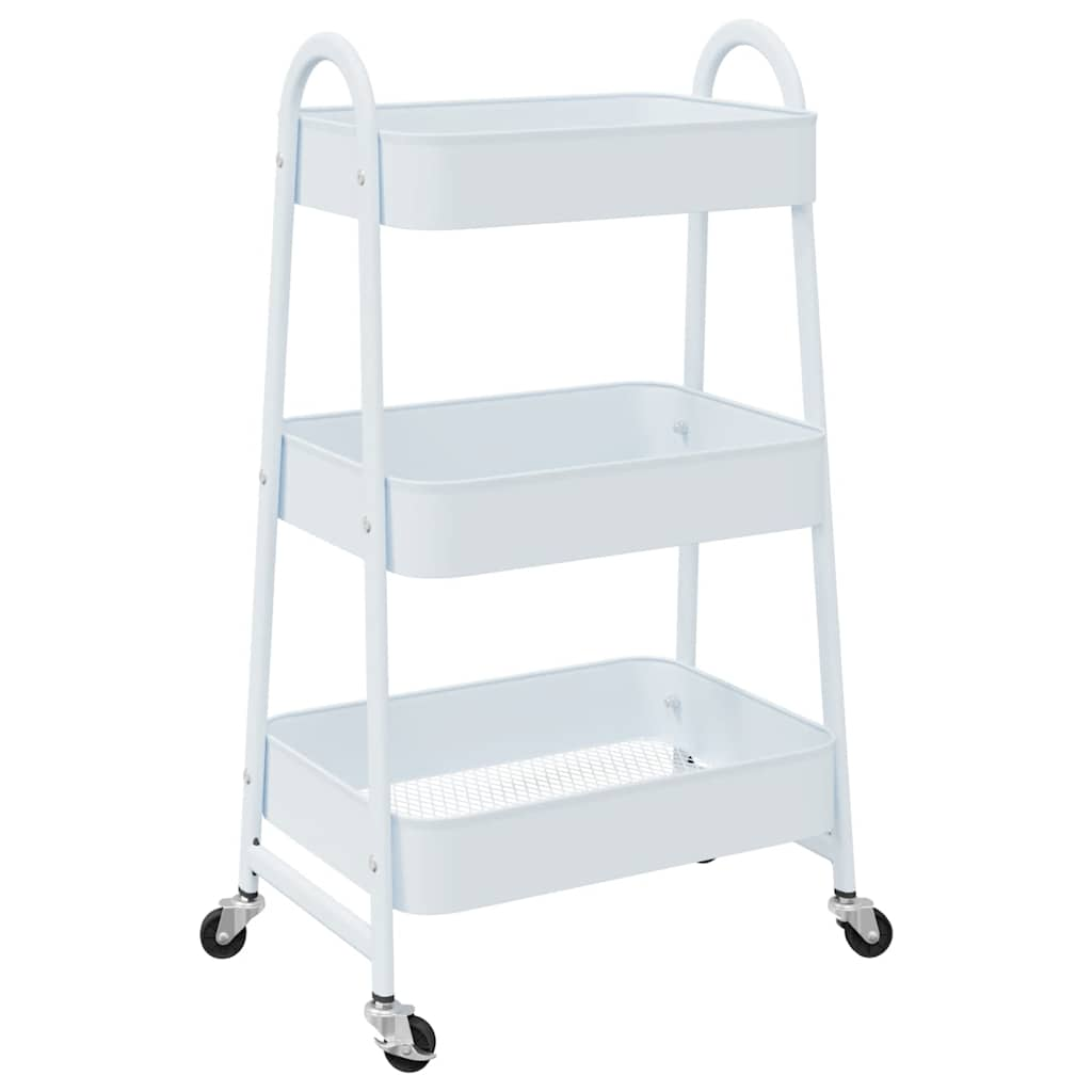 Storage Trolley 3-Tier White 42x41.5x77 cm Steel