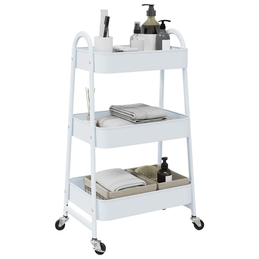 Storage Trolley 3-Tier White 42x41.5x77 cm Steel