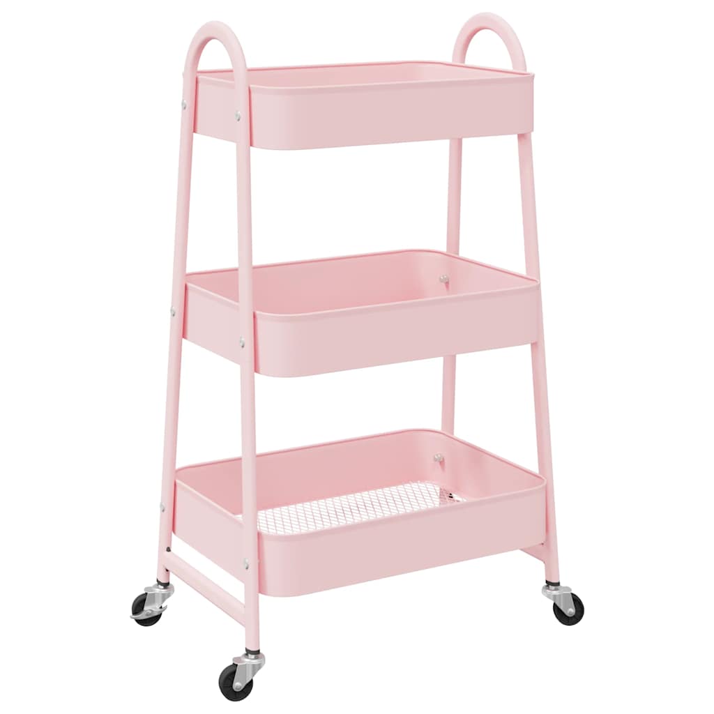 Storage Trolley 3-Tier Pink 42x41.5x77 cm Steel