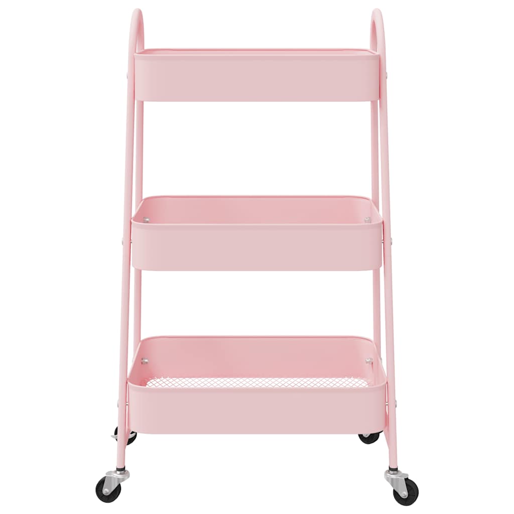 Storage Trolley 3-Tier Pink 42x41.5x77 cm Steel