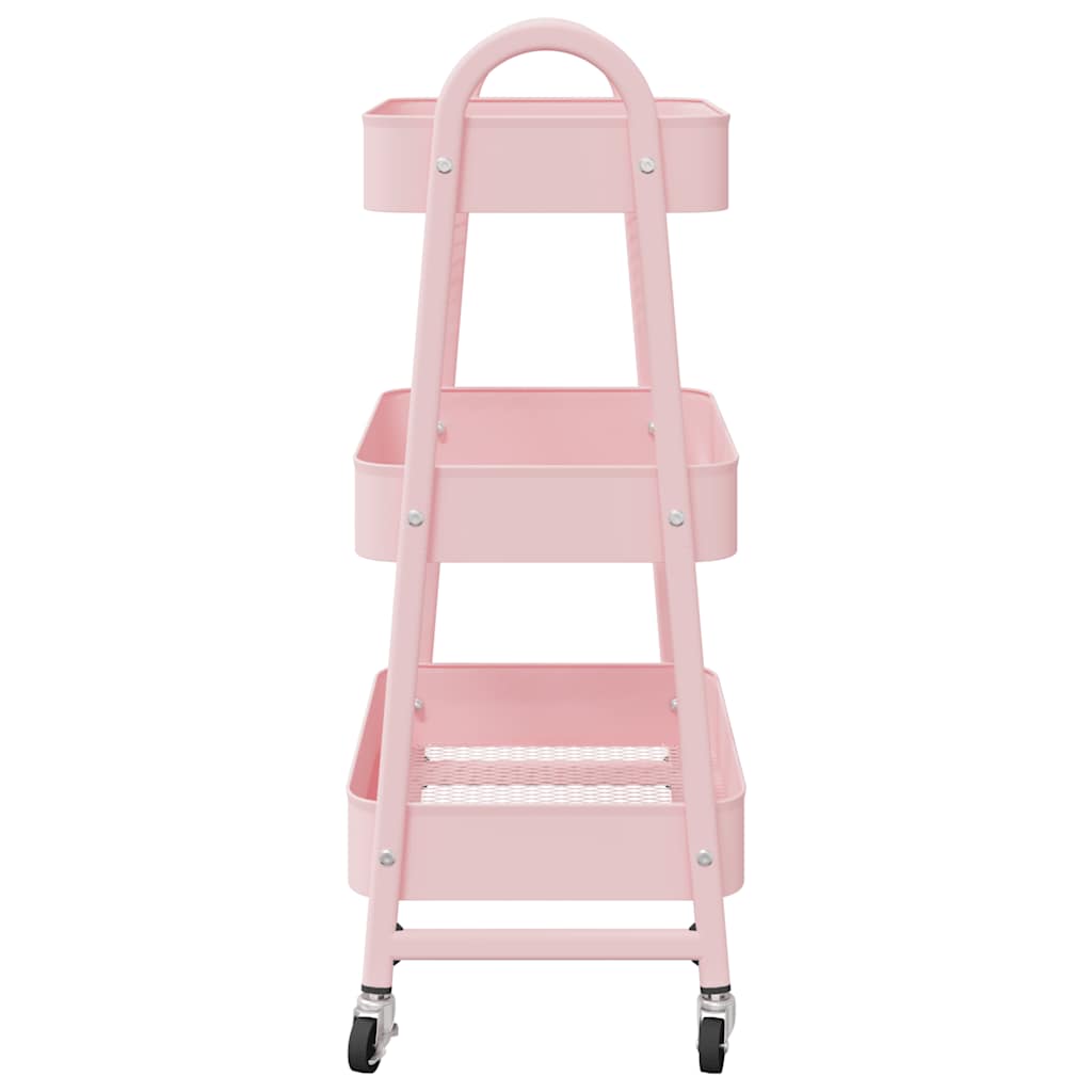 Storage Trolley 3-Tier Pink 42x41.5x77 cm Steel