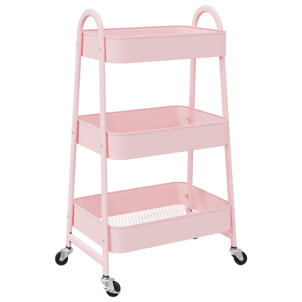 Storage Trolley 3-Tier Pink 42x41.5x77 cm Steel