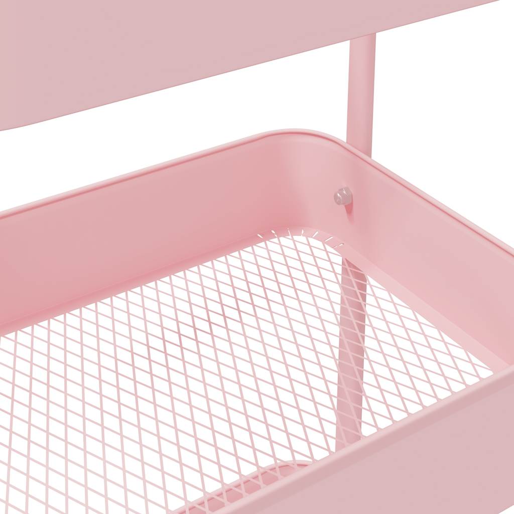 Storage Trolley 3-Tier Pink 42x41.5x77 cm Steel