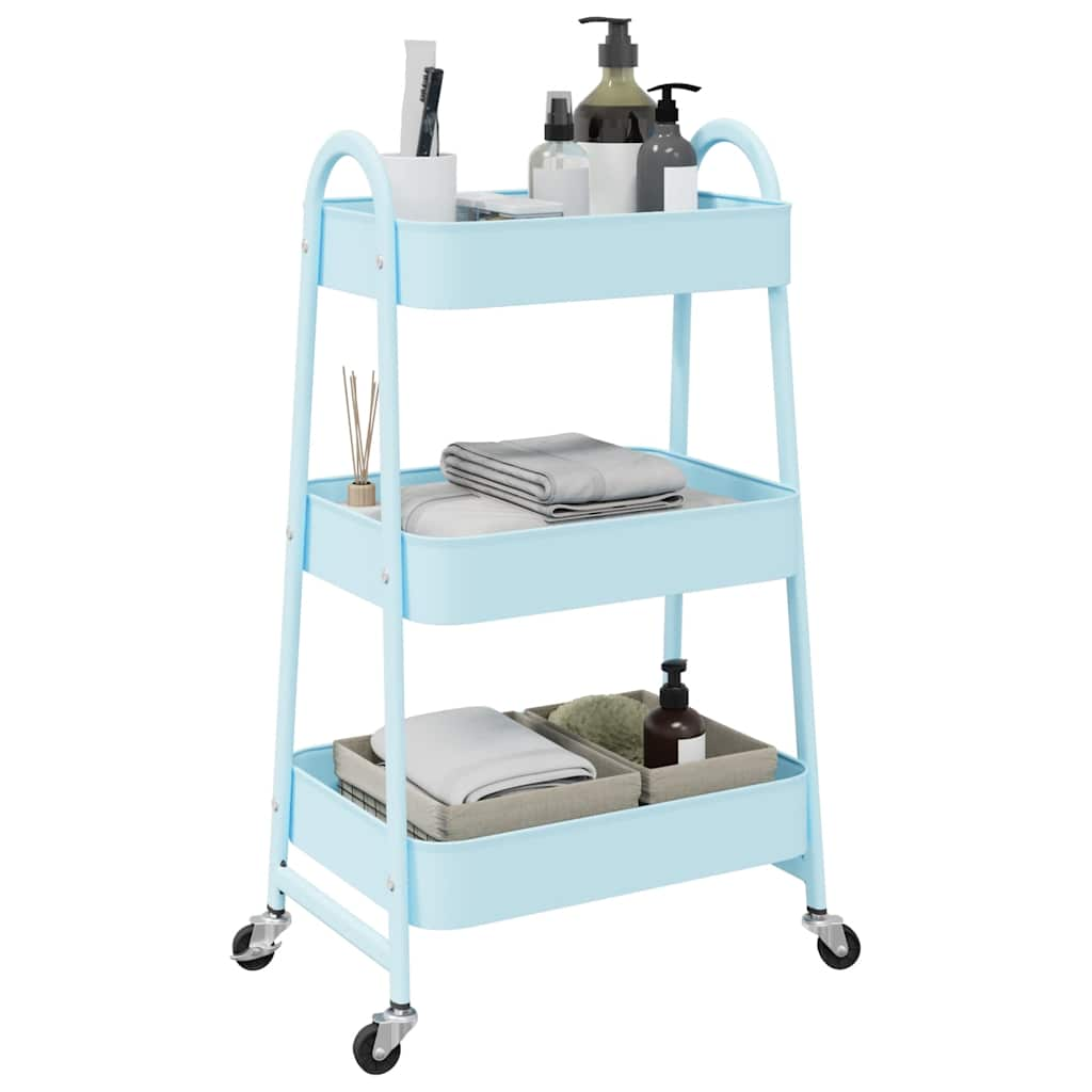 Storage Trolley 3-Tier Blue 42x41.5x77 cm Steel