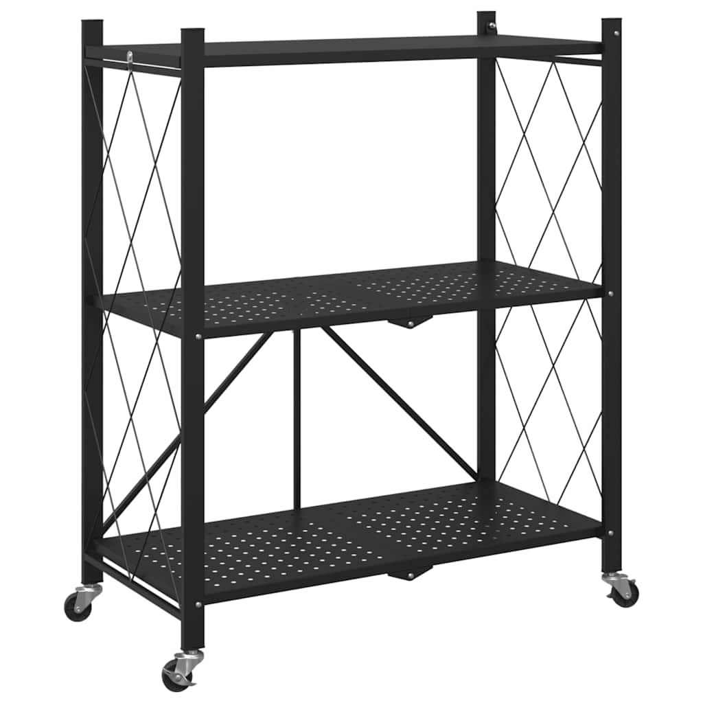 Storage Shelf on Wheels Black 71x34x88 cm Steel