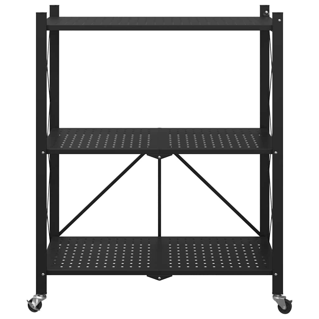 Storage Shelf on Wheels Black 71x34x88 cm Steel