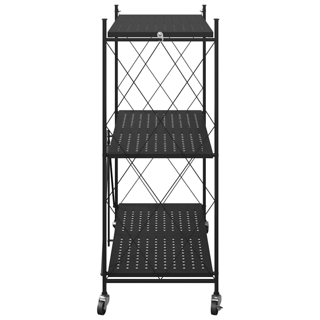 Storage Shelf on Wheels Black 71x34x88 cm Steel