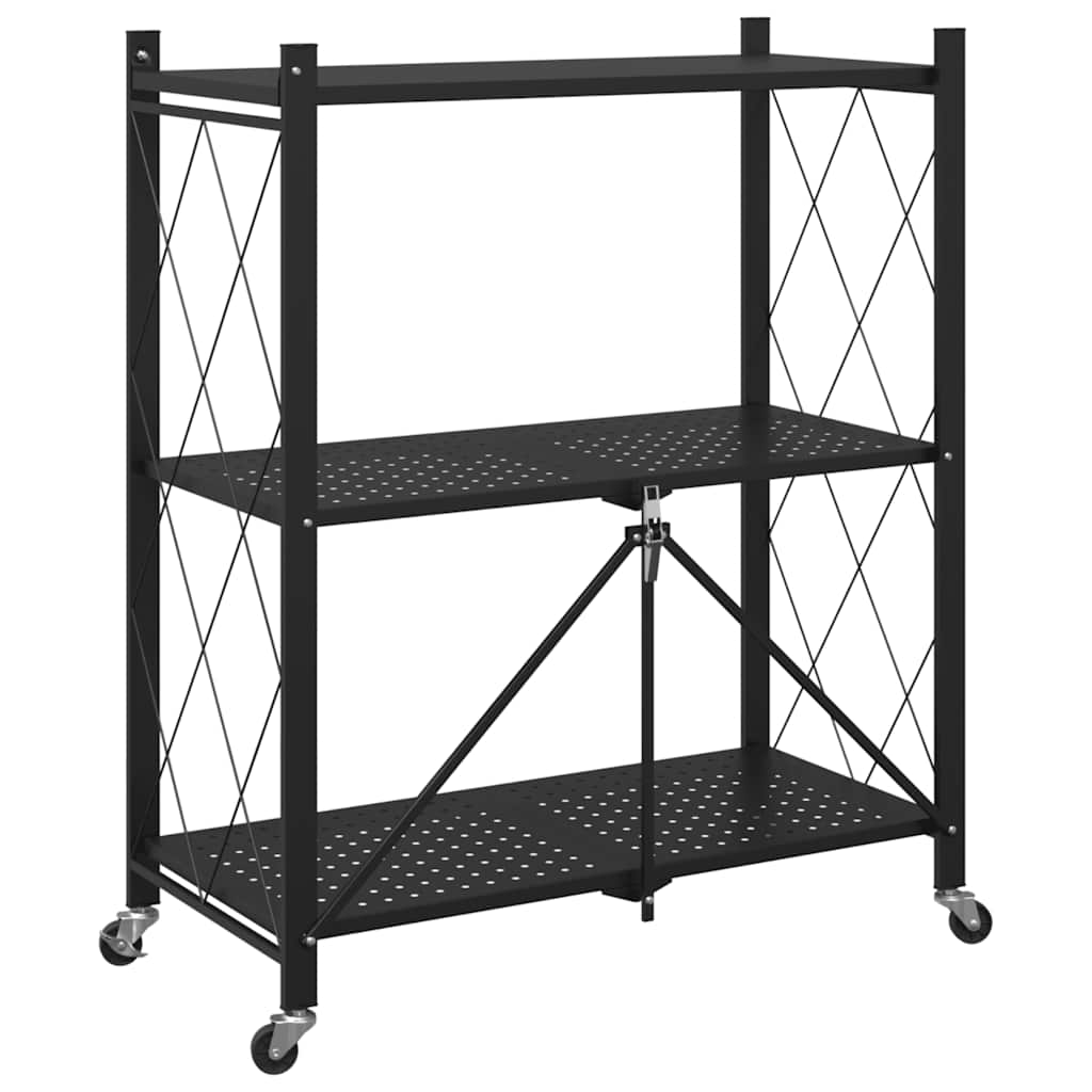 Storage Shelf on Wheels Black 71x34x88 cm Steel