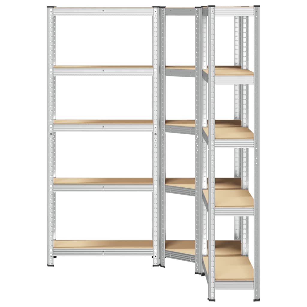 3 Piece 5-Layer Shelves Set Silver Steel&Engineered Wood