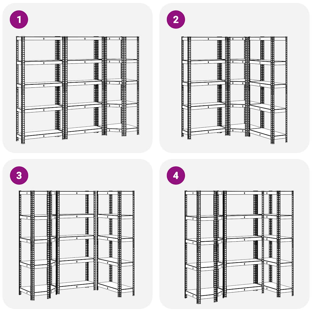 3 Piece 5-Layer Shelves Set Silver Steel&Engineered Wood