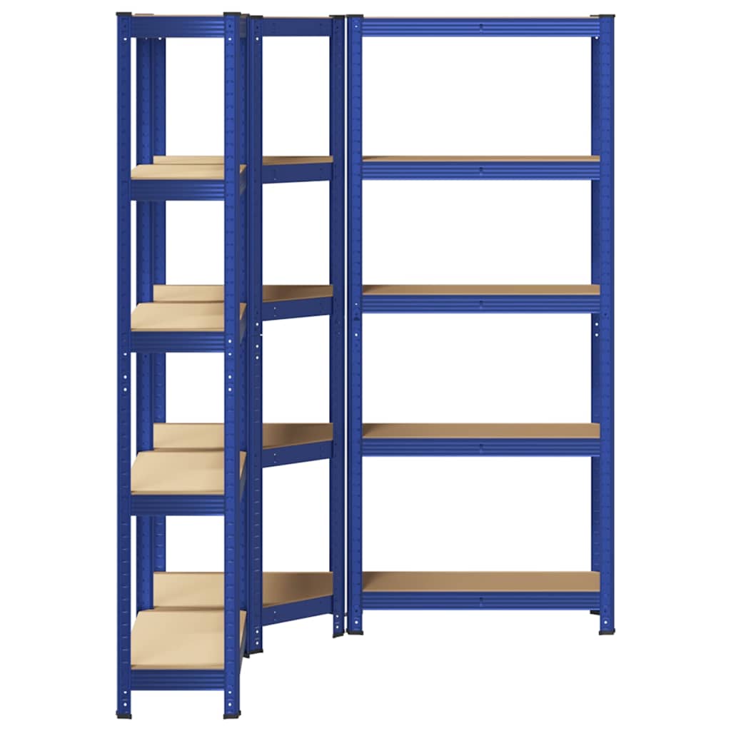 3 Piece 5-Layer Shelves Set Blue Steel&Engineered Wood