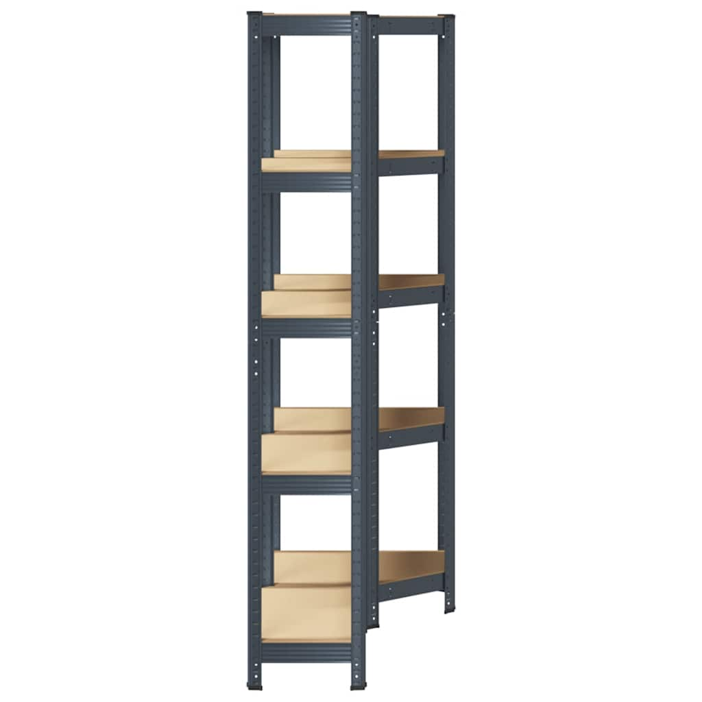 2 Piece 5-Layer Shelves Set Anthracite Steel&Engineered Wood