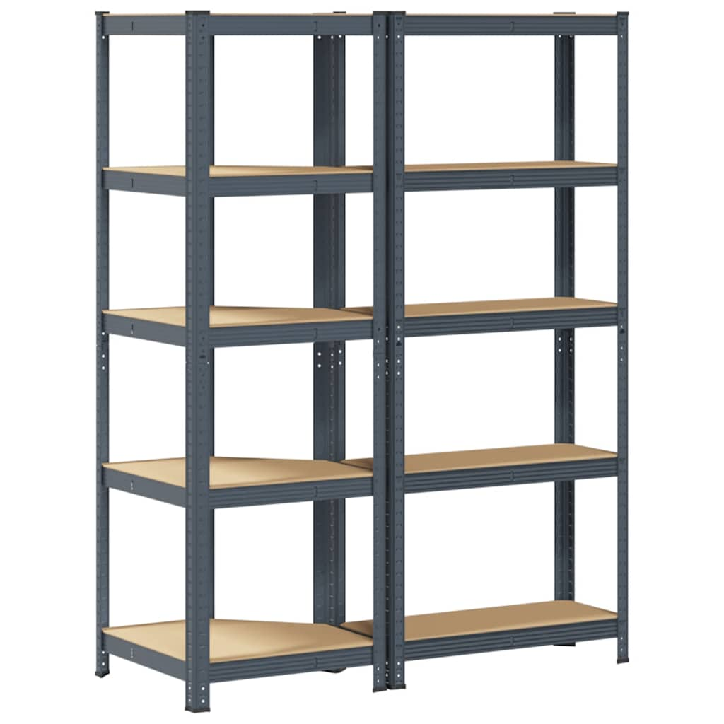 2 Piece 5-Layer Shelves Set Anthracite Steel&Engineered Wood