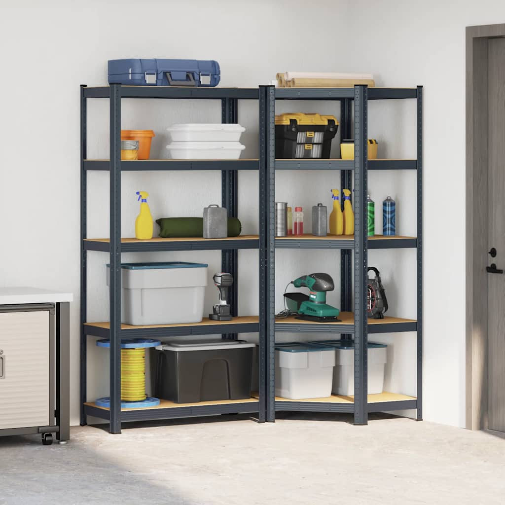 2 Piece 5-Layer Shelves Set Anthracite Steel&Engineered Wood