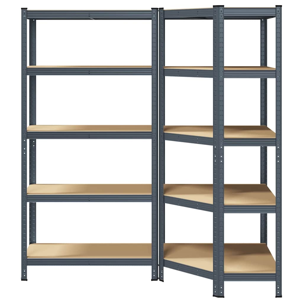 2 Piece 5-Layer Shelves Set Anthracite Steel&Engineered Wood