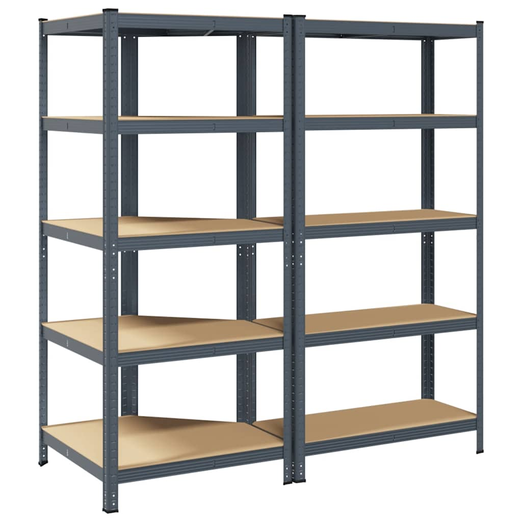 2 Piece 5-Layer Shelves Set Anthracite Steel&Engineered Wood