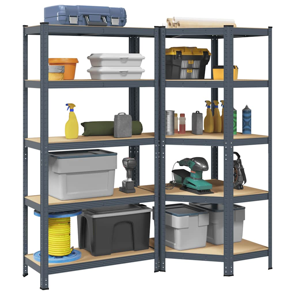 2 Piece 5-Layer Shelves Set Anthracite Steel&Engineered Wood